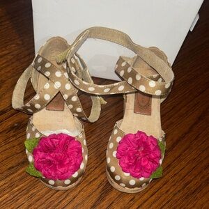 Joyfolie MIKA Polka Dot Sandals with Pink Flower